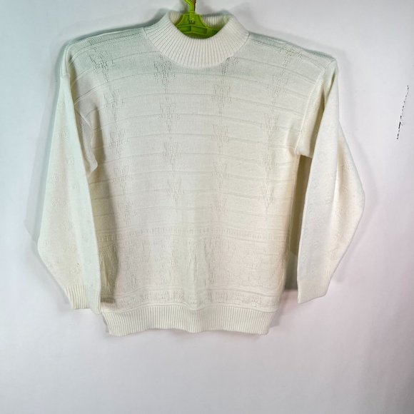 Bears Crossing  Womens Long Sleeves Geometric USA Made Ivory Knit Sweater Size M - Picture 2 of 8